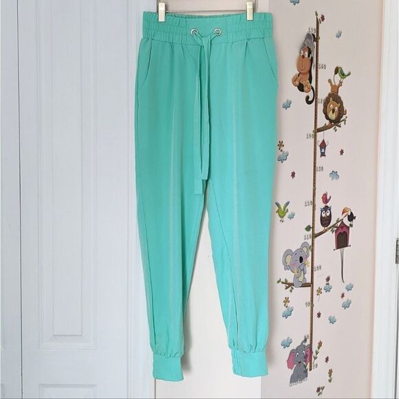 NEW Revamped turqoise paper bag pants size Small @X - Picture 1 of 14